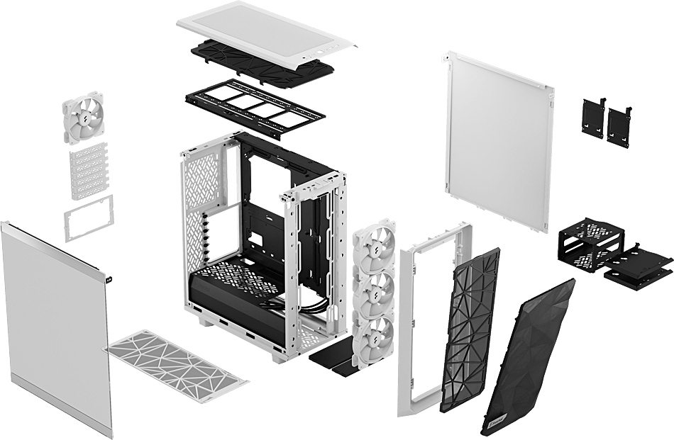 Fractal Design Meshify 2 Compact TG Light (Blanc) Boitier PC : :  Informatique